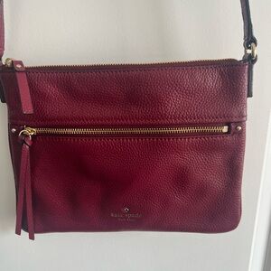 Kate Spade Burgundy Crossbody Bag with Gold Accents